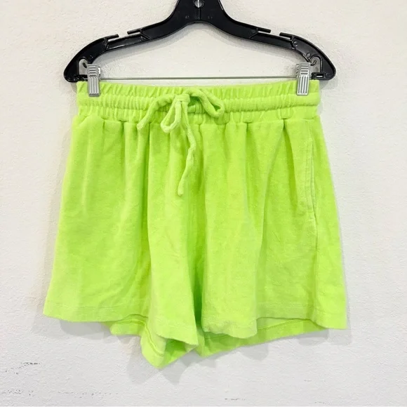 NWOT Daily Drills Zilker Terry Sweat Shorts Neon Green Women’s Size Medium/Large - Picture 4 of 6